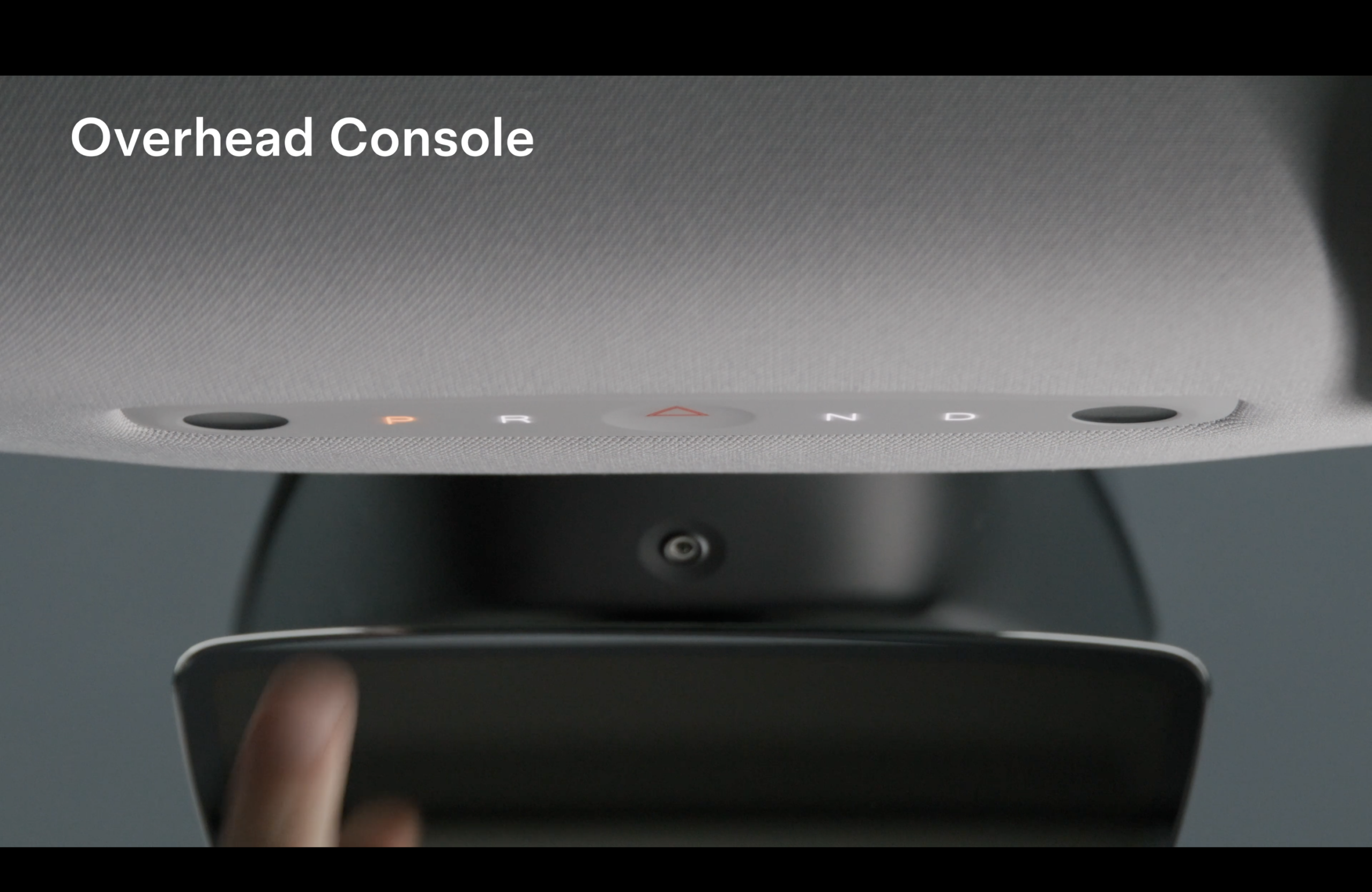 Manual P R N D shift buttons on the Tesla overhead console