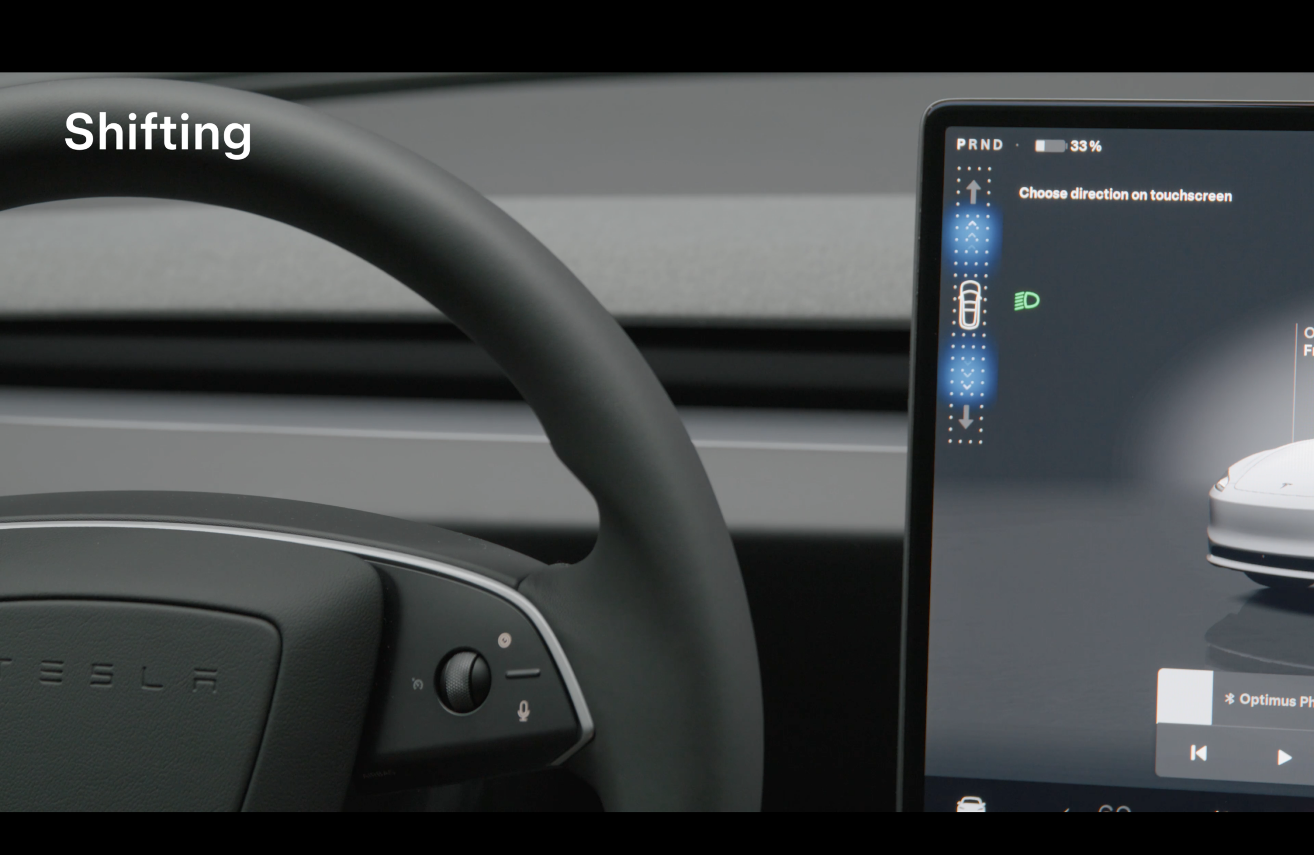 Shifting gears on the Tesla center console touchscreen